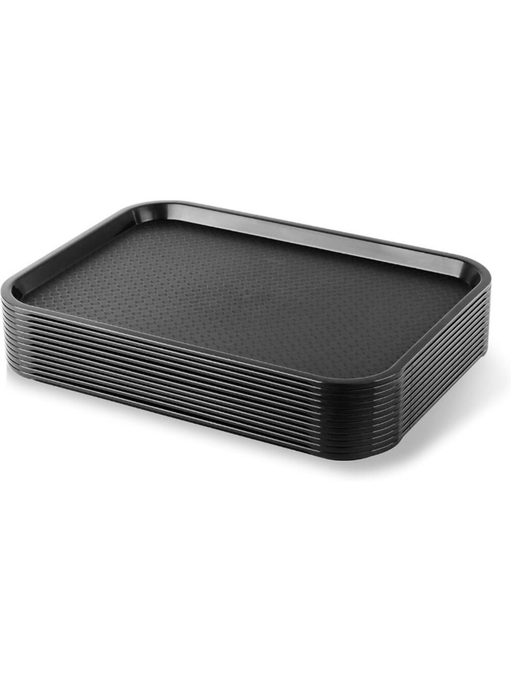 Set of 12 Fast Food Trays, 12x16 Inch, Durable Black Serving Platters